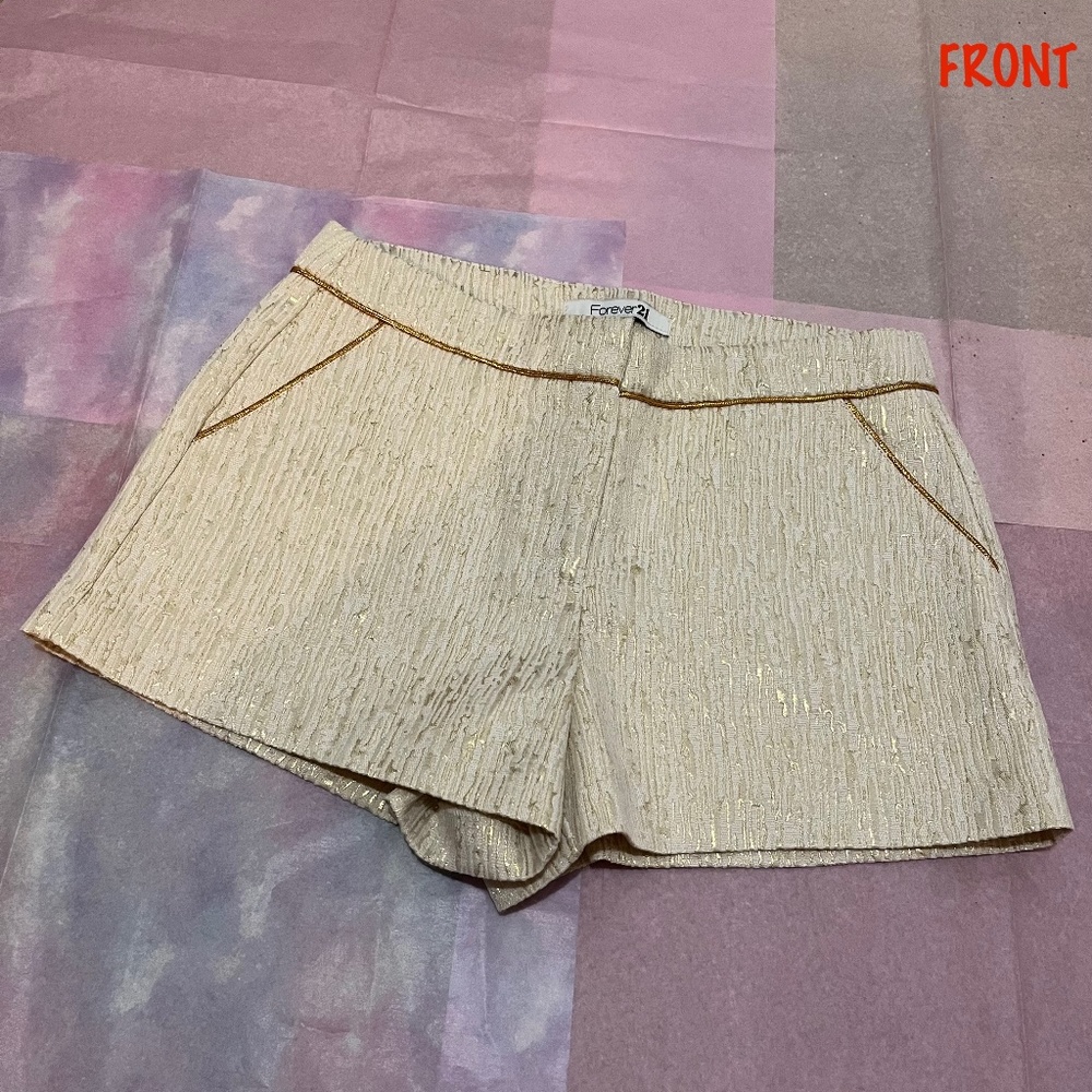 Forever 21 Cream Metallic Shorts
